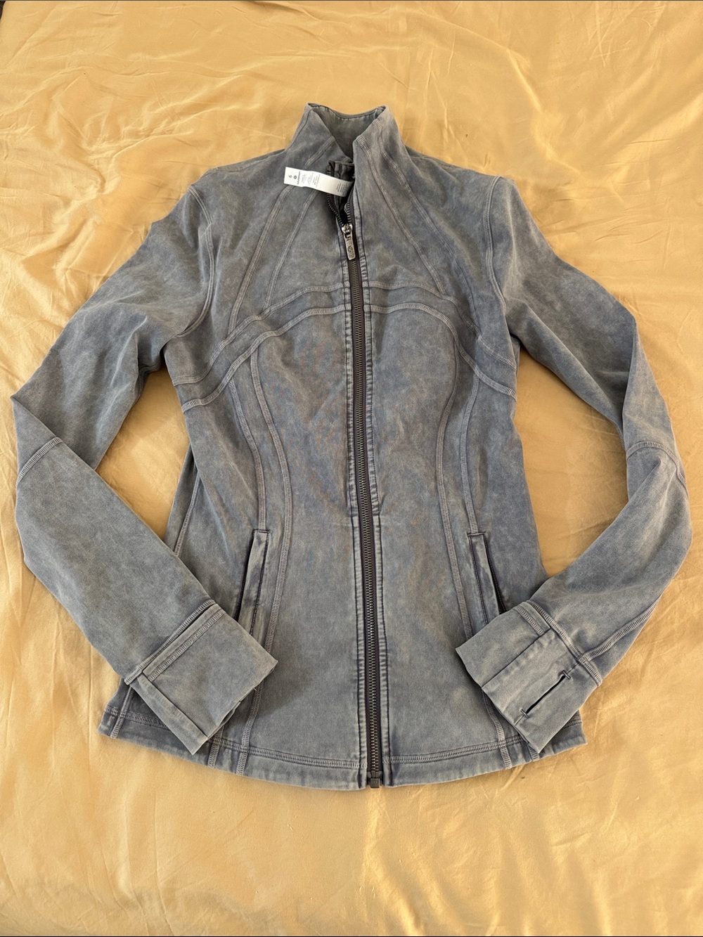 lululemon athletica Fitted Distressed Gray blue acid washed zip up
